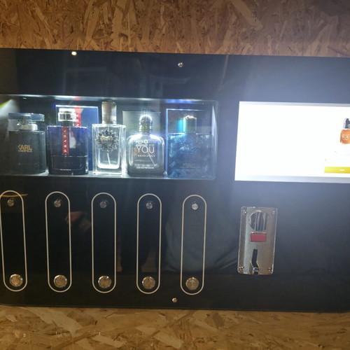 Automatic perfume vending machine with touchscreen and coin acceptor