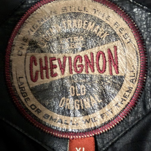 Chevignon leather bomber jacket, size XL, black