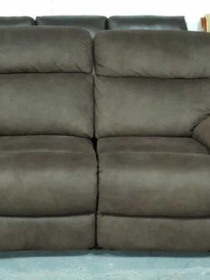 Brown fabric sofa double with manual reclining mechanism new