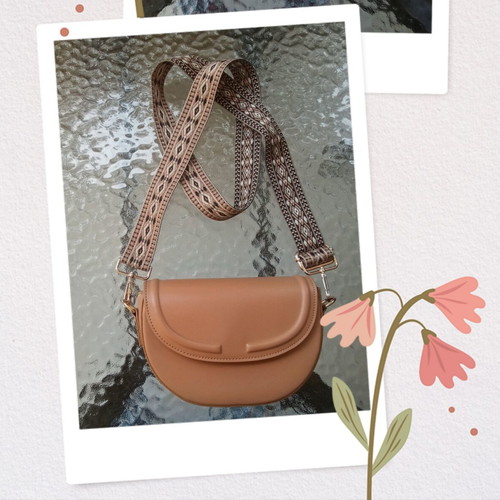 Celestino saddle bag with ethnic strap, camel color