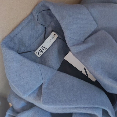 Zara wool coat 100% blue new with belt size S