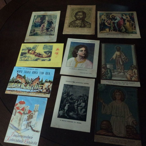 Catechism school cards used, pack of 10 with memorabilia 1946-1951