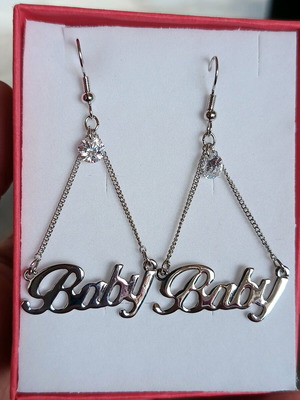 Baby earrings with authentic crystal and silver finish new