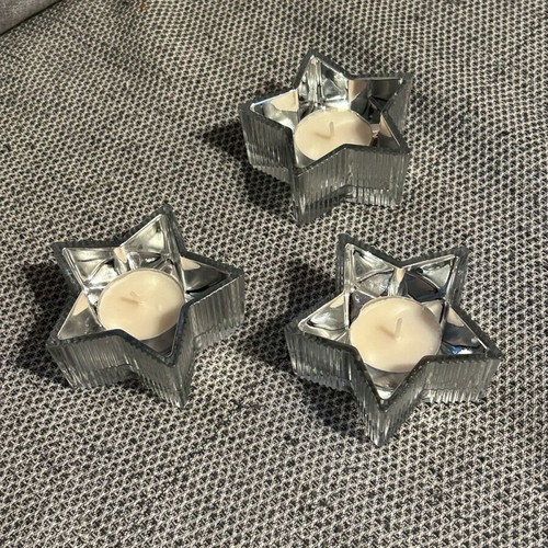Glass candlesticks like new, set of three