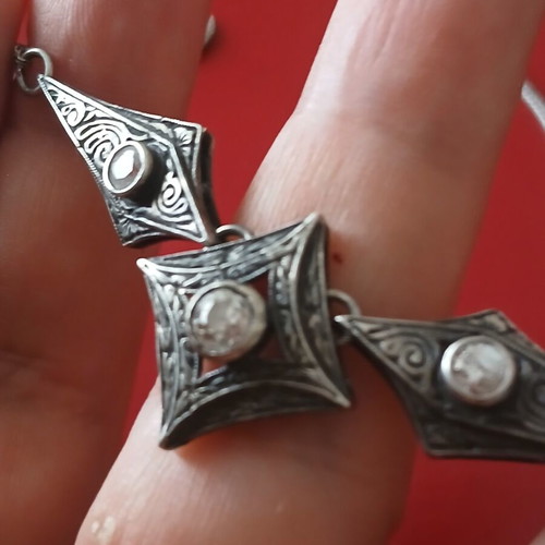 Necklace with 925 silver and zirconia, 50cm, like new