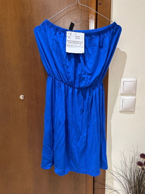 Στραπλες κοντό φόρεμα παραλίας αφόρετο, one size, μπλε