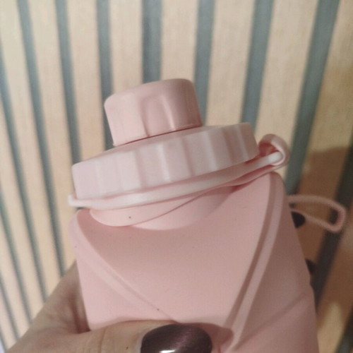 Silicone Collapsible Water Bottle 600ml Pink New