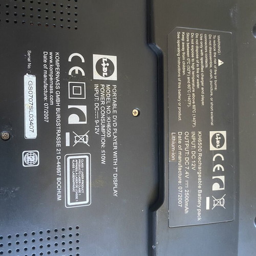 Portable DVD Player Silver Crest used, battery not holding charge