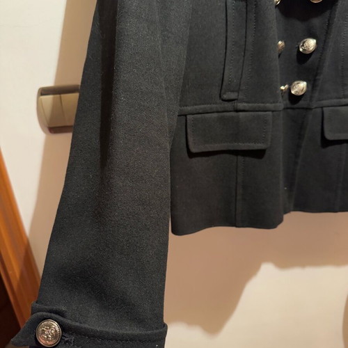 Black coat with silver buttons like new, size 16