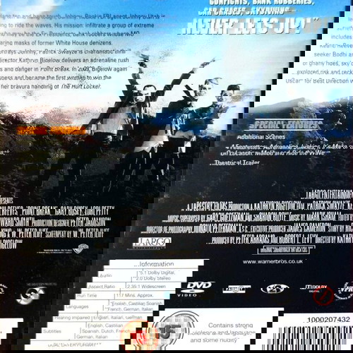 DVD POINT BREAK ACTION MOVIE WITH KEANY REEVES AND PATRICK SWAYZE