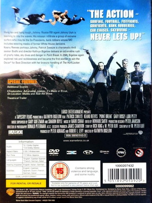 DVD POINT BREAK ACTION MOVIE WITH KEANY REEVES AND PATRICK SWAYZE