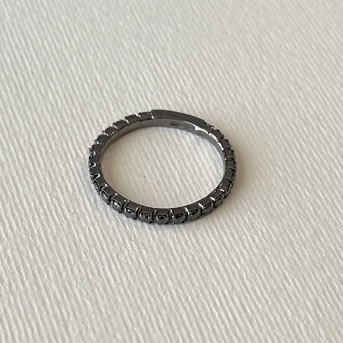 Gold ring k14 with black rhodium and zirconia new