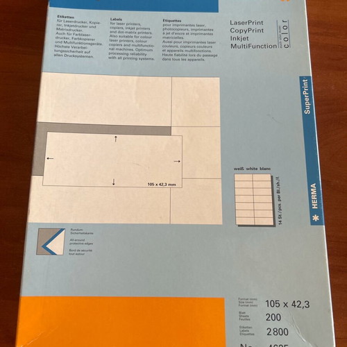 Adhesive labels like new, 74 sheets