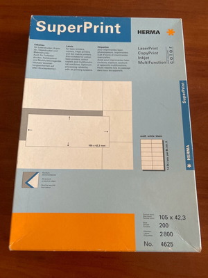 Adhesive labels like new, 74 sheets