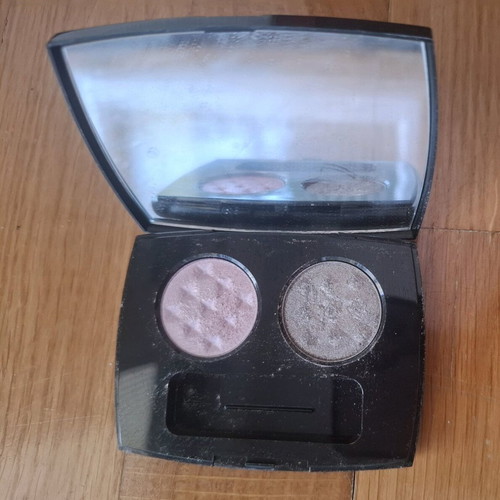 Lancome double eyeshadow used, pink and grey metallic