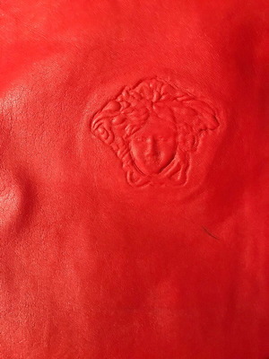 Δερμάτινο παντελόνι Versace Jeans Couture κόκκινο Medusa μέγεθος 31 καινούργιο