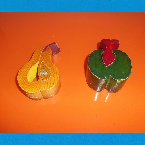 Wooden educational fruit toys used, set of 2 (pear and apple)