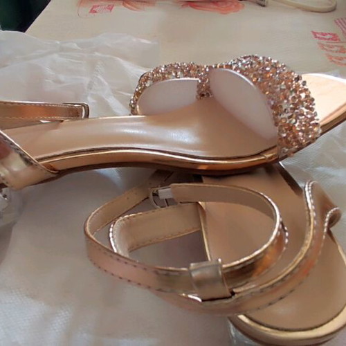 Gold Sandals with Strass Size 40 New, 3 cm Heel