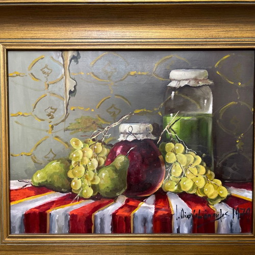 Painting by Iason Oikonomopoulos used on canvas with frame 1979