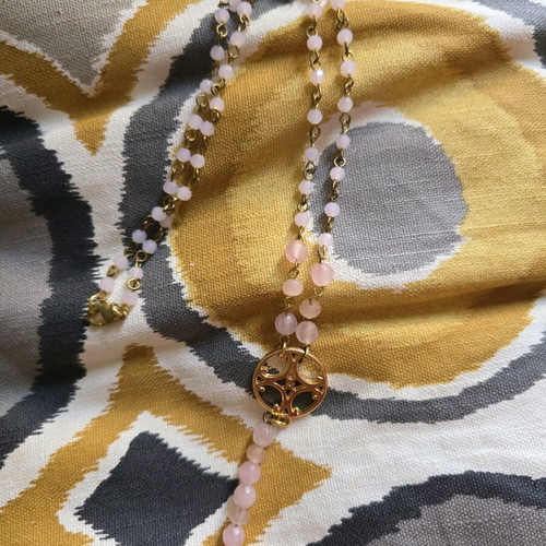 Rosary new, pink and gold