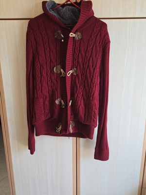 Blue Green cardigan burgundy like new, size 3XL