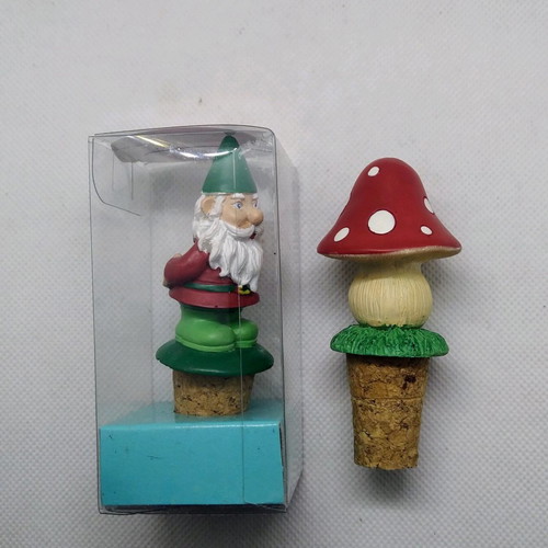 Bottle stoppers with decorative figurines, new, set of 2