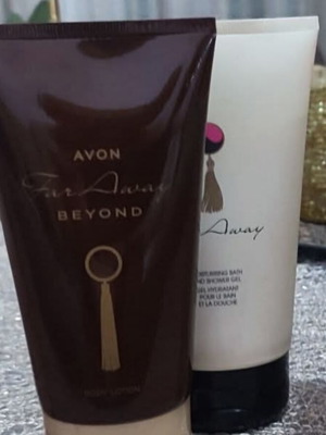 Far Away Avon body cream and shower gel set new