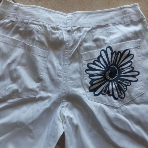 Rannia White Cotton Pants Size 38 Premium Quality Designer Details