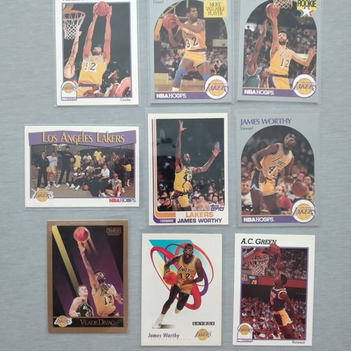 NBA Los Angeles Lakers 90's Vintage Trading Cards, set of 9