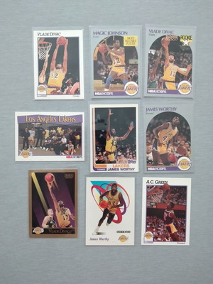 NBA Los Angeles Lakers 90's Vintage Trading Cards, set of 9