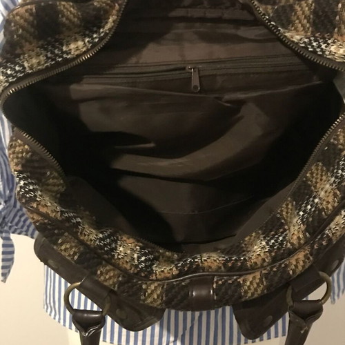Zara Handbag like new, woven polyester with leather, beige and brown
