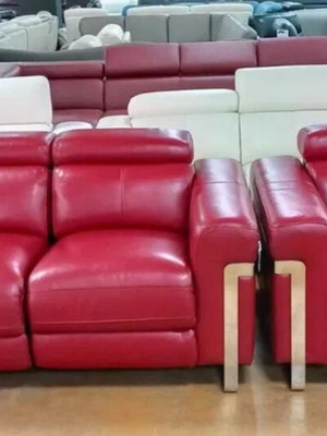 Red Moreno loveseat and armchair set with electric relax mechanism, new
