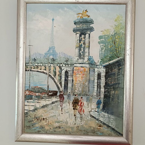 Caroline Burnett Oil Painting Paris Scene like new