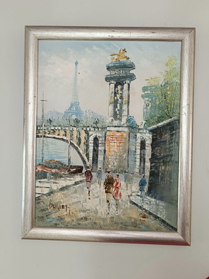 Caroline Burnett Oil Painting Paris Scene like new