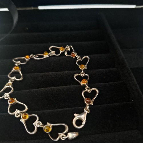 Silver Bracelet 925 with Natural Amber Stones like new