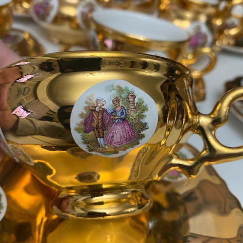 Gonca Dekor tea/coffee set for 6 people like new, porcelain with gold plating
