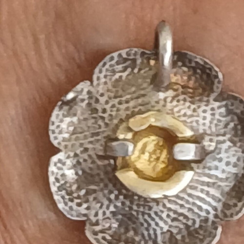 925 Silver flower pendant, 2.5 cm diameter