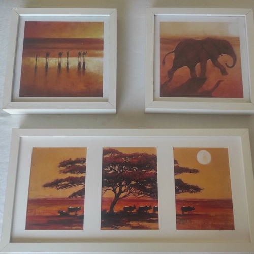 Wall decoration frame set with African savanna theme, Jonathan Sanders