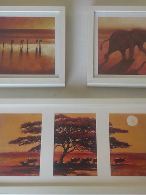 Wall decoration frame set with African savanna theme, Jonathan Sanders