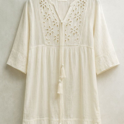 White Summer Dress 100% Cotton New, Size L/XL