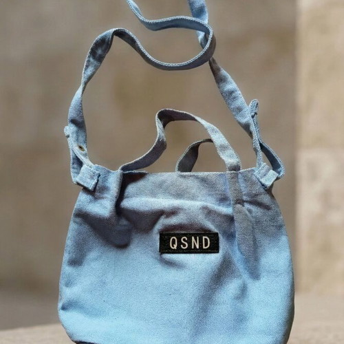 Blue Fabric Bag with Detachable Strap