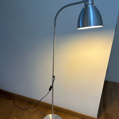 Ikea Lersta floor lamp, silver with black cord