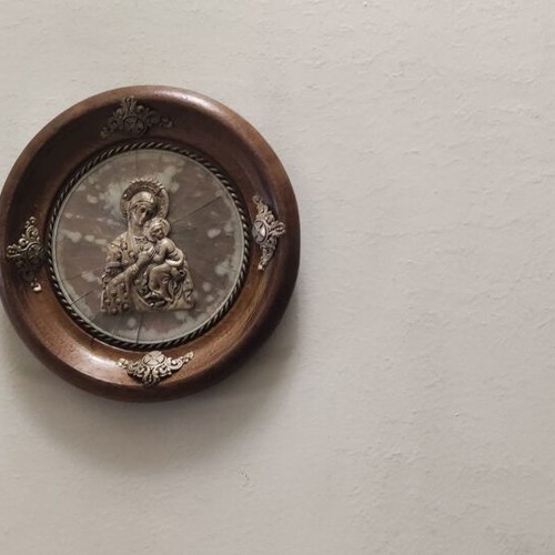 Panagia with wooden frame and carving like new