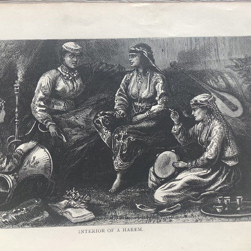 Interior of a harem woodcut used, 1850