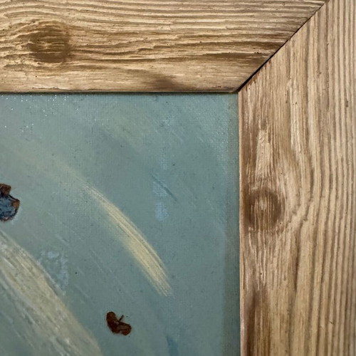 Canvas painting new with earthy materials and wooden frame