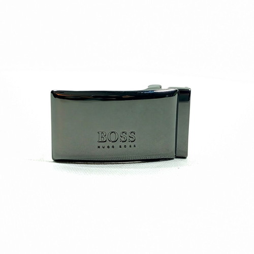 Boss leather belt gift set with 2 interchangeable gunmetal buckles
