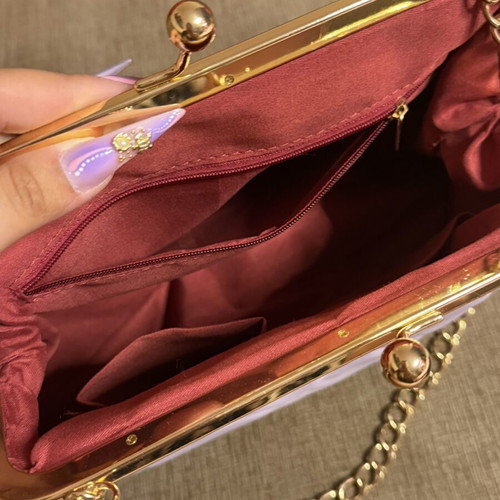 Lilac Quilted Shoulder Bag clutch with detachable chain and strap, like new