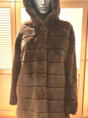 Πανωφόρι faux fur με κουκούλα καινούργιο, καφέ, one size
