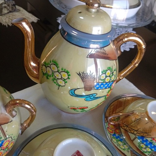 Porcelain tea set for 12 people new, collectible Kutani 1940-1960