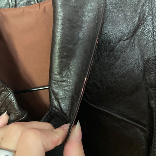 Vintage leather jacket used, brown, size XS